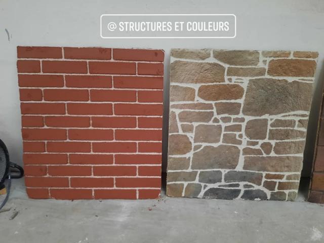 Création de fausses pierres/briques en enduit, Nantes. Structuresetcouleurs